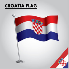 CROATIA flag icon. National flag of CROATIA on a pole