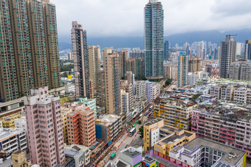 Aerial view of Hong Kong city