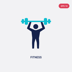 two color fitness vector icon from beauty concept. isolated blue fitness vector sign symbol can be use for web, mobile and logo. eps 10