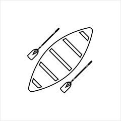 Boat With Boat Paddle Icon, Boat Paddle Pair