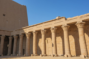 Colonnade of the courtyard of the Temple of Horus in Edfu