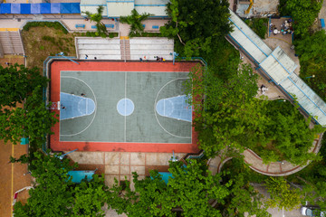 Top view of basketball court
