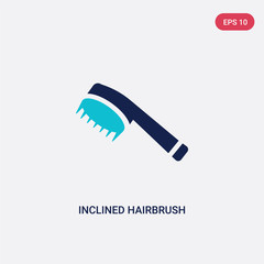 two color inclined hairbrush vector icon from beauty concept. isolated blue inclined hairbrush vector sign symbol can be use for web, mobile and logo. eps 10