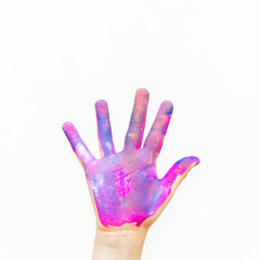 Colorfully painted hand