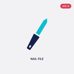 two color nail file vector icon from beauty concept. isolated blue nail file vector sign symbol can be use for web, mobile and logo. eps 10