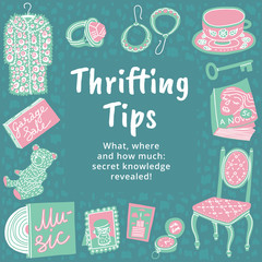 Vintage items and sample text. Square frame