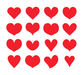 Red hearts shapes set, collection vector