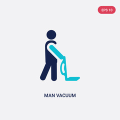 two color man vacuum vector icon from behavior concept. isolated blue man vacuum vector sign symbol can be use for web, mobile and logo. eps 10