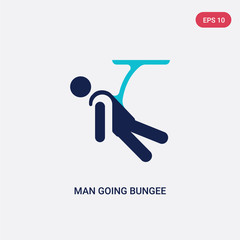 two color man going bungee jumping vector icon from behavior concept. isolated blue man going bungee jumping vector sign symbol can be use for web, mobile and logo. eps 10