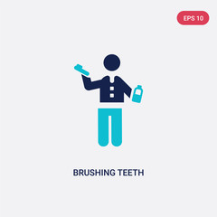 two color brushing teeth vector icon from behavior concept. isolated blue brushing teeth vector sign symbol can be use for web, mobile and logo. eps 10