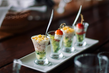 Food vegetable salad with cucumbers healthy green meal.