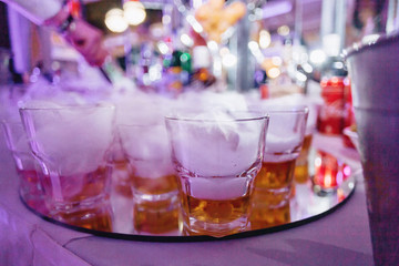 alcohol at celebrations in glasses and buffets