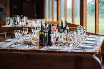 Well-served wooden tables in a country villa-2.