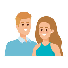 business couple avatars characters vector illustration