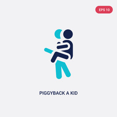 two color piggyback a kid vector icon from behavior concept. isolated blue piggyback a kid vector sign symbol can be use for web, mobile and logo. eps 10