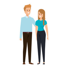 business couple avatars characters vector illustration
