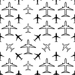 Airplane (Aeroplane) Icon Seamless Pattern