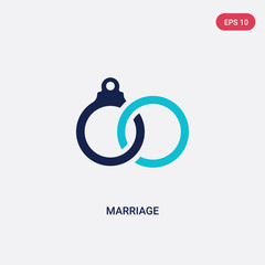 two color marriage vector icon from birthday party and wedding concept. isolated blue marriage vector sign symbol can be use for web, mobile and logo. eps 10