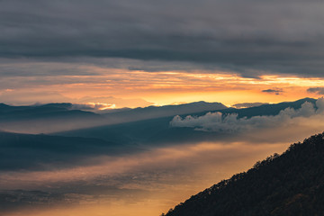 sunset in mountains Nagano Japan