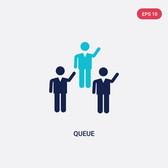 two color queue vector icon from birthday party and wedding concept. isolated blue queue vector sign symbol can be use for web, mobile and logo. eps 10