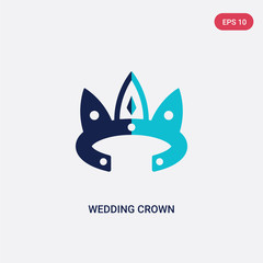 two color wedding crown vector icon from birthday party and wedding concept. isolated blue wedding crown vector sign symbol can be use for web, mobile and logo. eps 10