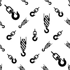 Crane Hook Icon Seamless Pattern, Tow Hook