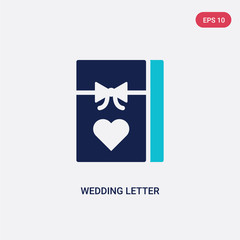 two color wedding letter vector icon from birthday party and wedding concept. isolated blue wedding letter vector sign symbol can be use for web, mobile and logo. eps 10