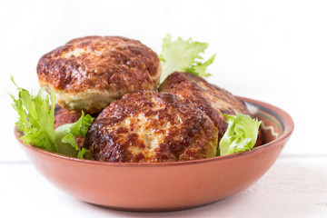 Homemade meatballs isolated on white background.