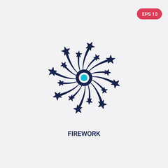 two color firework vector icon from love & wedding concept. isolated blue firework vector sign symbol can be use for web, mobile and logo. eps 10