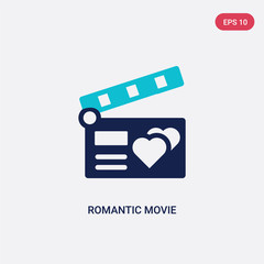 Fototapeta premium two color romantic movie vector icon from love & wedding concept. isolated blue romantic movie vector sign symbol can be use for web, mobile and logo. eps 10