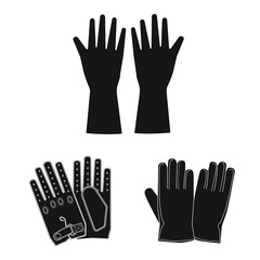 Isolated object of glove and winter logo. Collection of glove and equipment stock vector illustration.