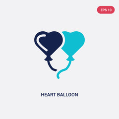 two color heart balloon vector icon from love & wedding concept. isolated blue heart balloon vector sign symbol can be use for web, mobile and logo. eps 10