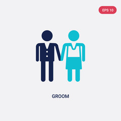 two color groom vector icon from love & wedding concept. isolated blue groom vector sign symbol can be use for web, mobile and logo. eps 10