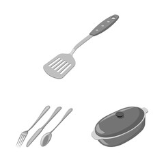 Vector design of kitchen and cook sign. Collection of kitchen and appliance stock symbol for web.