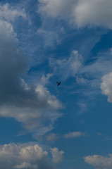 light aircraft against the sky with clouds