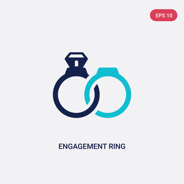 two color engagement ring vector icon from love & wedding concept. isolated blue engagement ring vector sign symbol can be use for web, mobile and logo. eps 10