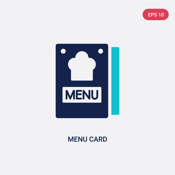 Two Color Menu Card Vector Icon From Bistro And Restaurant Concept. Isolated Blue Menu Card Vector Sign Symbol Can Be Use For Web, Mobile And Logo. Eps 10