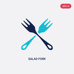 two color salad fork vector icon from bistro and restaurant concept. isolated blue salad fork vector sign symbol can be use for web, mobile and logo. eps 10