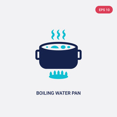 two color boiling water pan vector icon from bistro and restaurant concept. isolated blue boiling water pan vector sign symbol can be use for web, mobile and logo. eps 10