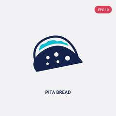two color pita bread vector icon from bistro and restaurant concept. isolated blue pita bread vector sign symbol can be use for web, mobile and logo. eps 10