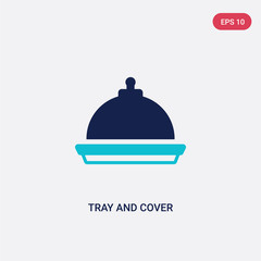 two color tray and cover vector icon from bistro and restaurant concept. isolated blue tray and cover vector sign symbol can be use for web, mobile logo. eps 10
