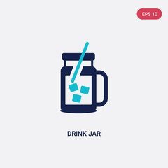 Obraz premium two color drink jar vector icon from bistro and restaurant concept. isolated blue drink jar vector sign symbol can be use for web, mobile and logo. eps 10