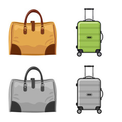 Vector illustration of suitcase and baggage sign. Collection of suitcase and journey vector icon for stock.