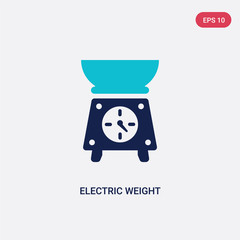 two color electric weight scale vector icon from bistro and restaurant concept. isolated blue electric weight scale vector sign symbol can be use for web, mobile and logo. eps 10