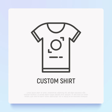 Custom shirt with place for ad. Thin line icon. Modern vector illustration.