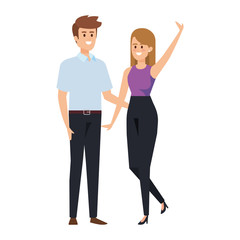 business couple avatars characters vector illustration