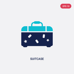 two color suitcase vector icon from blogger and influencer concept. isolated blue suitcase vector sign symbol can be use for web, mobile and logo. eps 10