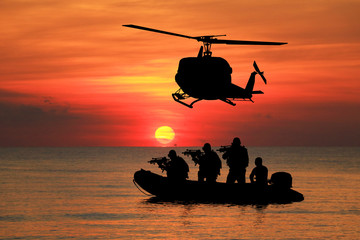 Navy Seal Silhouettes Sunrise