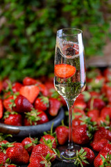 fresh strawberries in glass