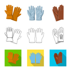 Vector illustration of glove and winter symbol. Collection of glove and equipment vector icon for stock.